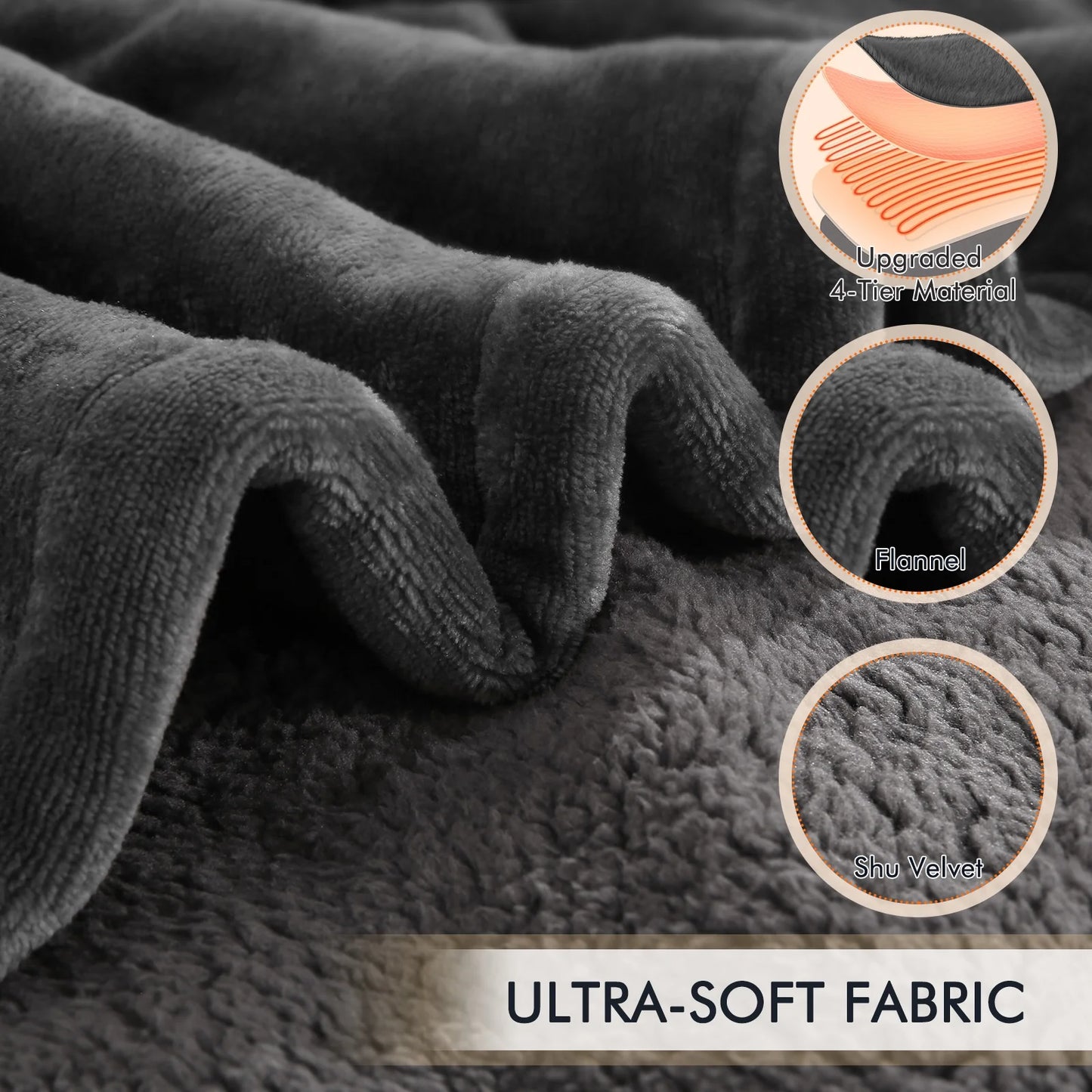 Luxurious Queen Size Electric Heated Blanket - Fast Heating, Dual Controllers, 10 Levels & Timers, Preheat Function, Machine Washable - Cozy Gray