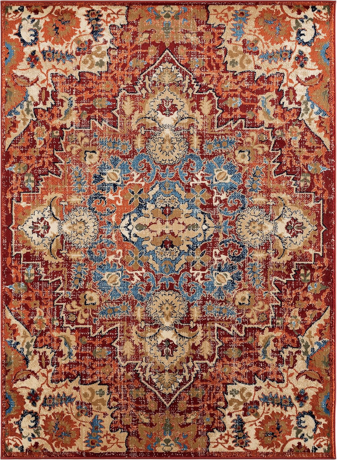 Geometric Diamond Shaped Red 5X7 Area Rug
