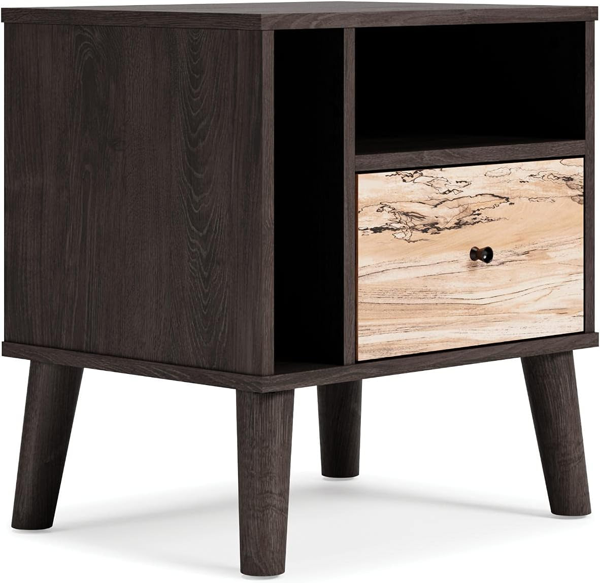 Sleek Black Modern Nightstand with Drawer - Piperton Sugarberry Replica