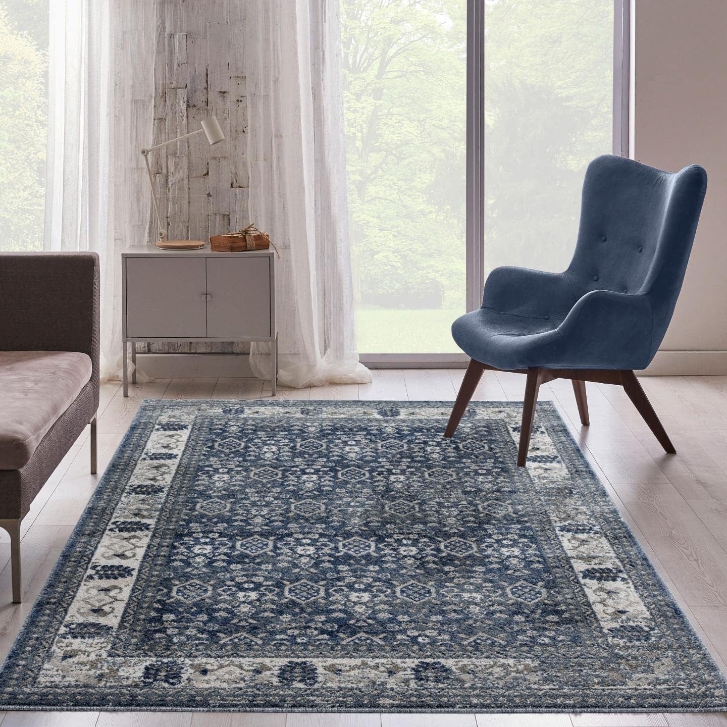 Persian Rugs Taba Collection 7081 Oriental Premium Blue 8X10 Area Rug