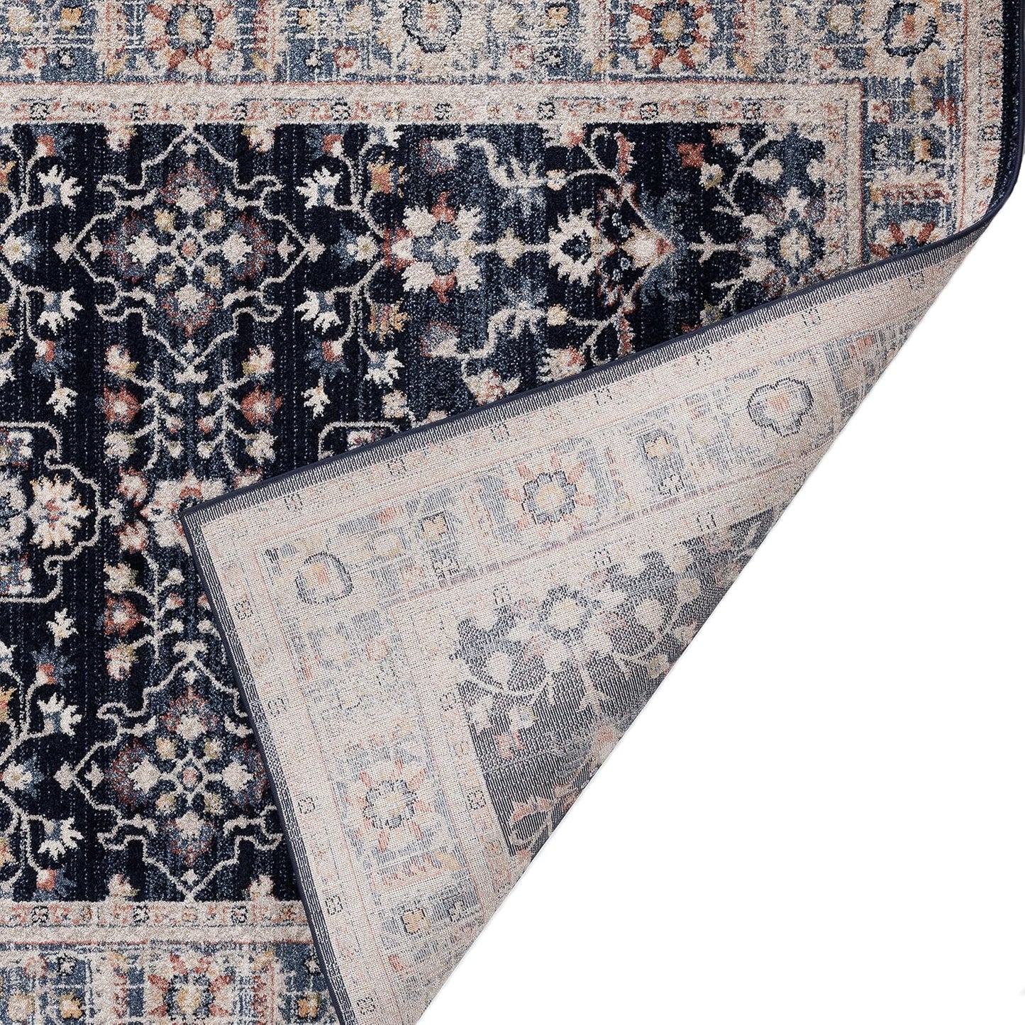 Floral Indoor Navy 5X7 Area Rug