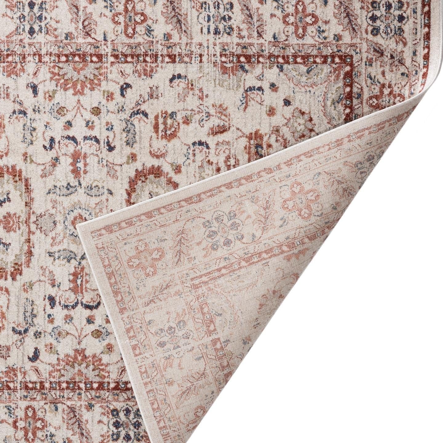 Contemporary Oriental Cream 5X7 Area Rug Non-Shedding Carpet