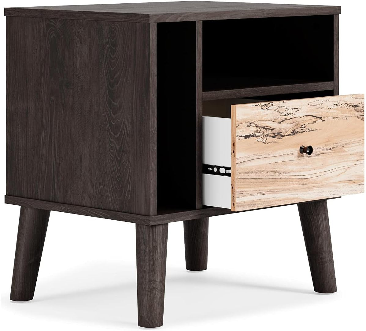 Sleek Black Modern Nightstand with Drawer - Piperton Sugarberry Replica