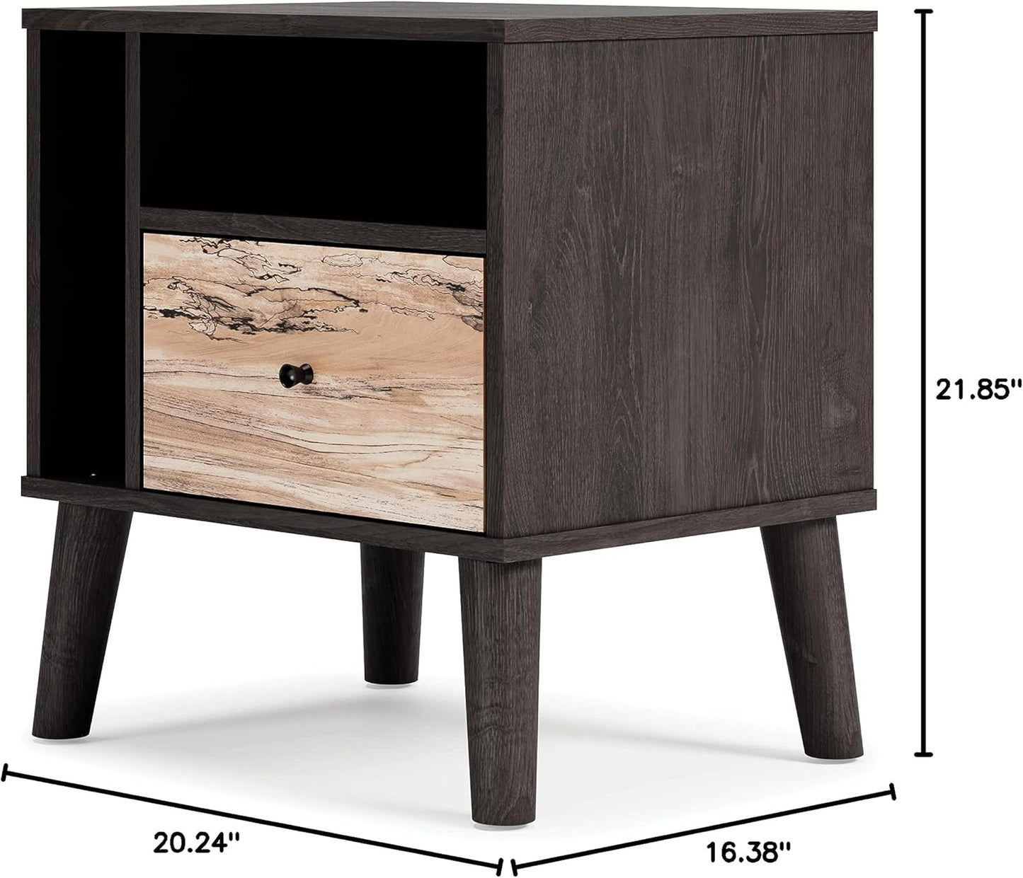 Sleek Black Modern Nightstand with Drawer - Piperton Sugarberry Replica