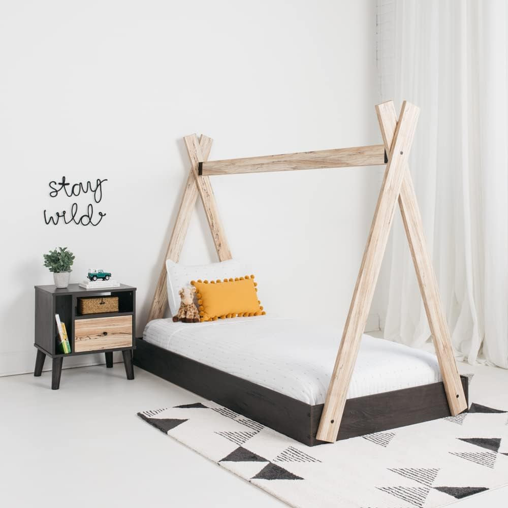 Sleek Black Modern Nightstand with Drawer - Piperton Sugarberry Replica
