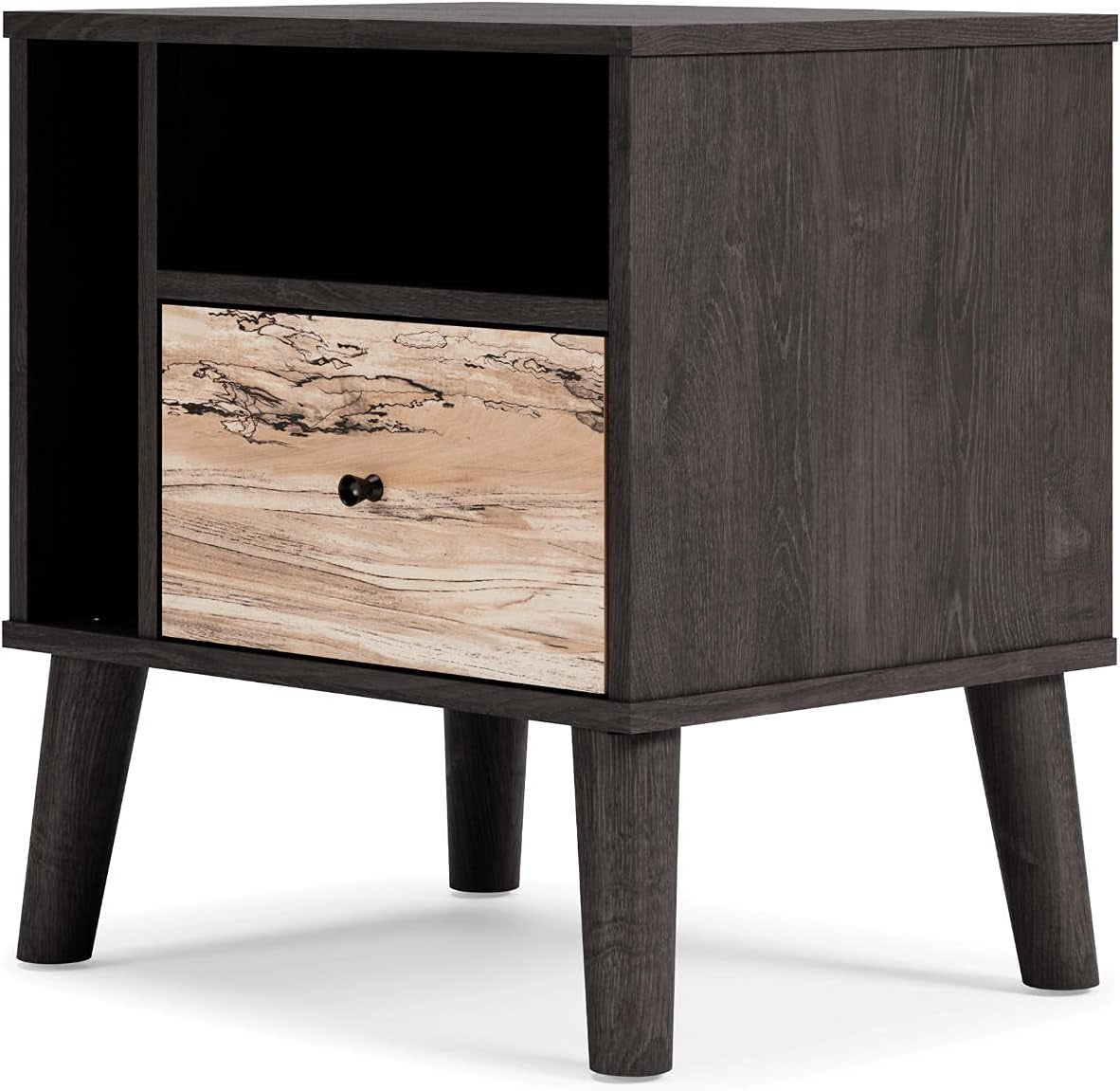 Sleek Black Modern Nightstand with Drawer - Piperton Sugarberry Replica