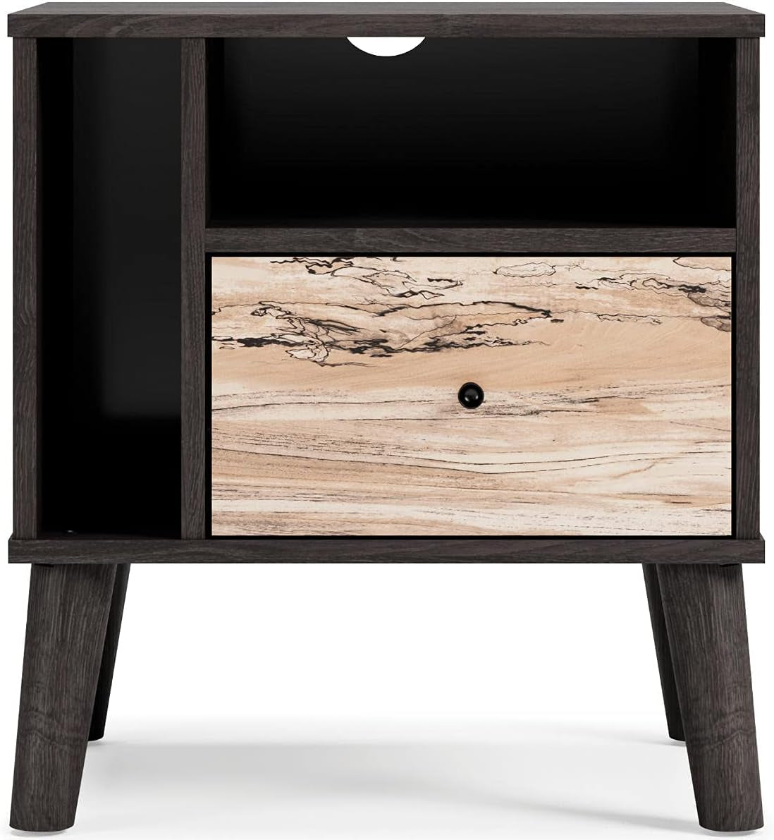 Sleek Black Modern Nightstand with Drawer - Piperton Sugarberry Replica