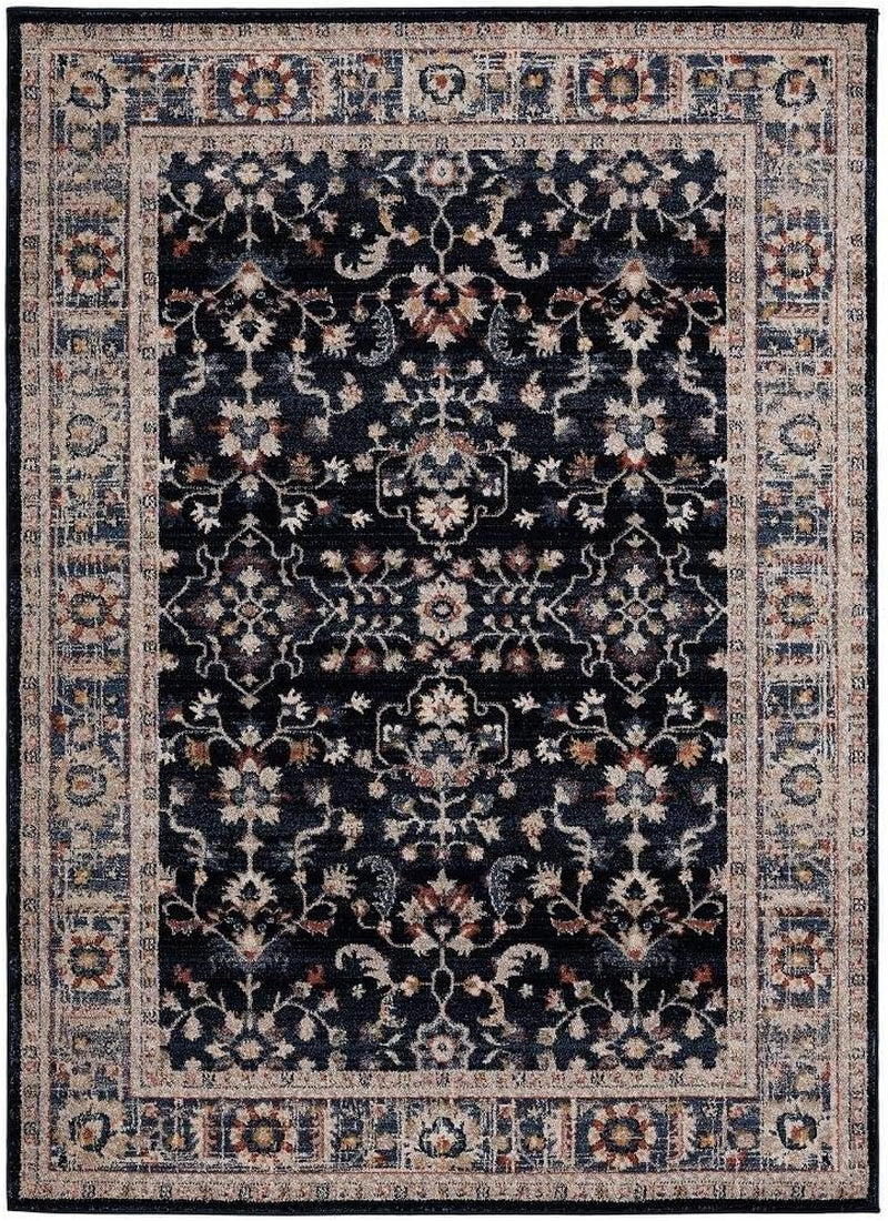 Floral Indoor Navy 5X7 Area Rug