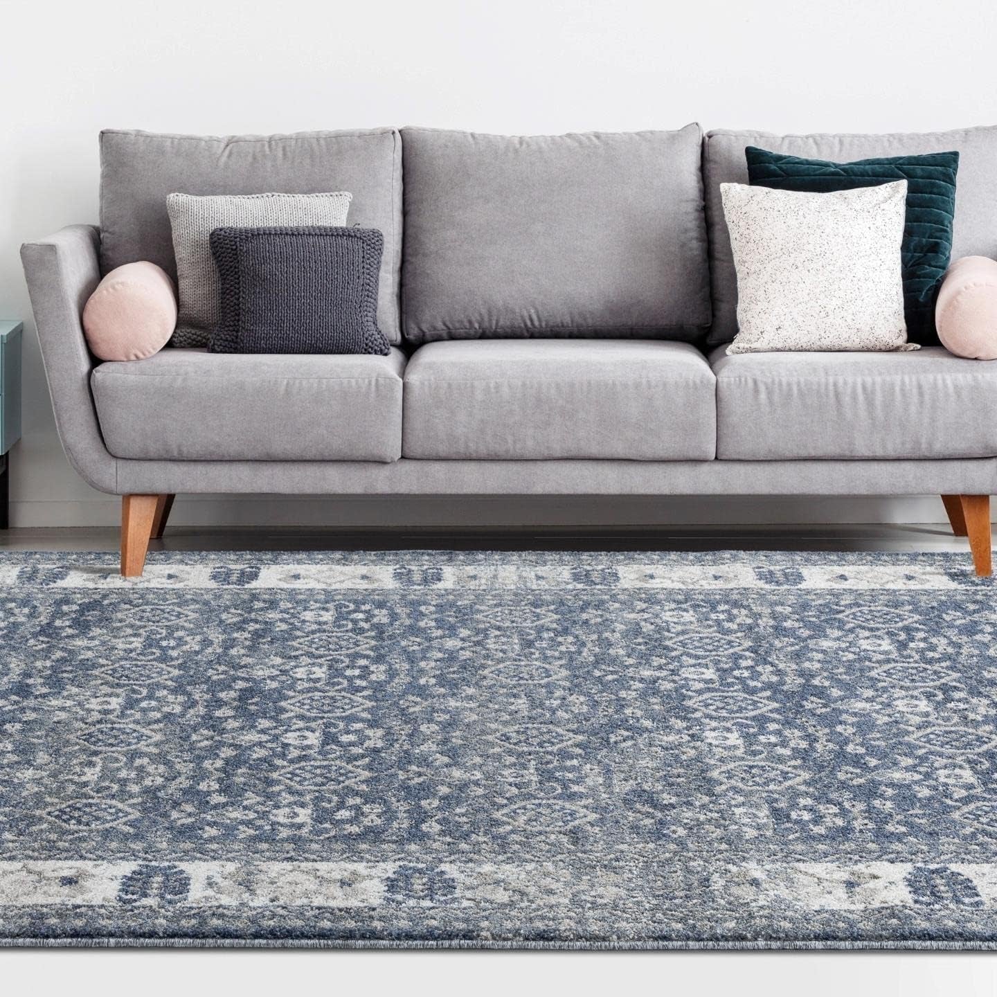 Persian Rugs Taba Collection 7081 Oriental Premium Blue 8X10 Area Rug