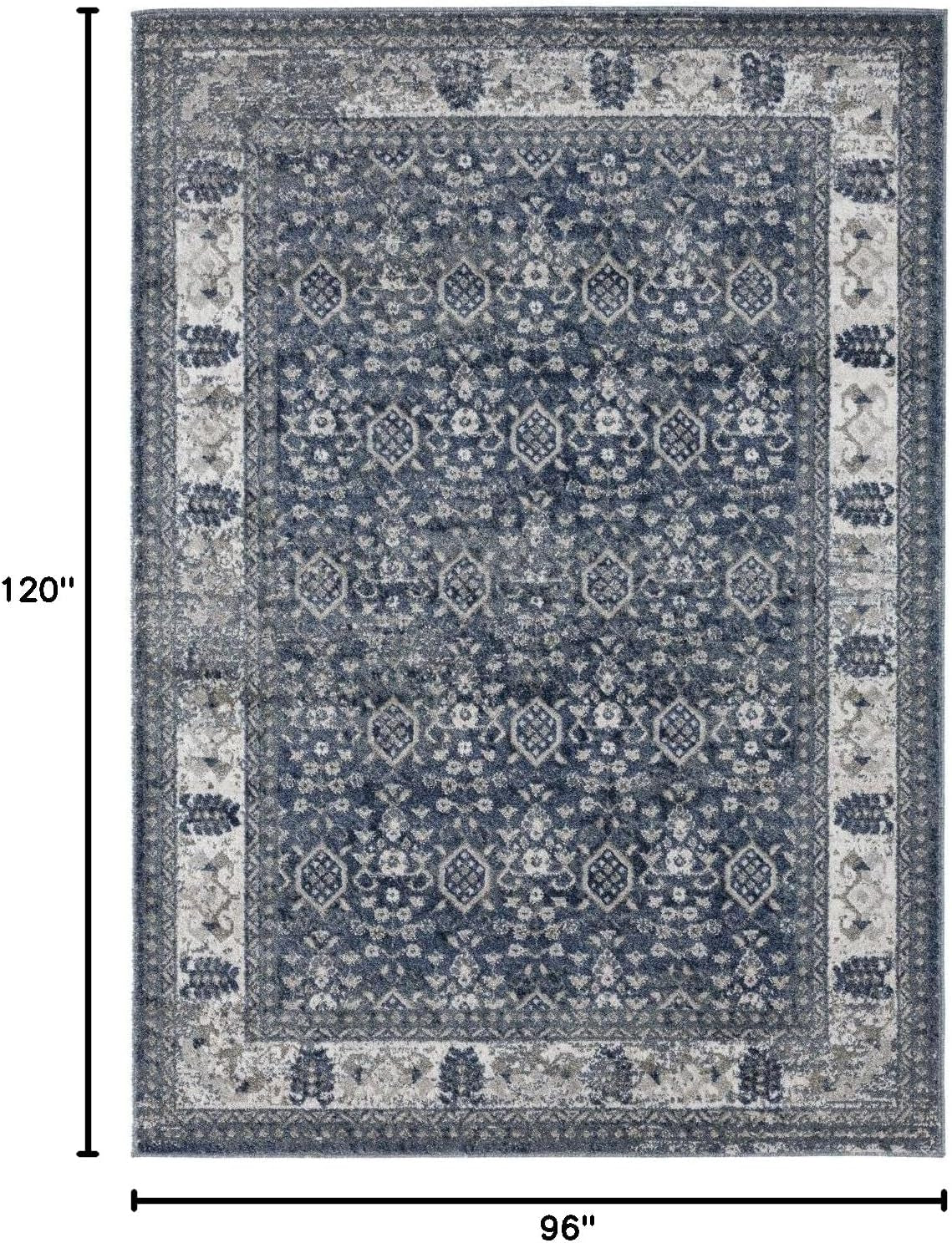 Persian Rugs Taba Collection 7081 Oriental Premium Blue 8X10 Area Rug
