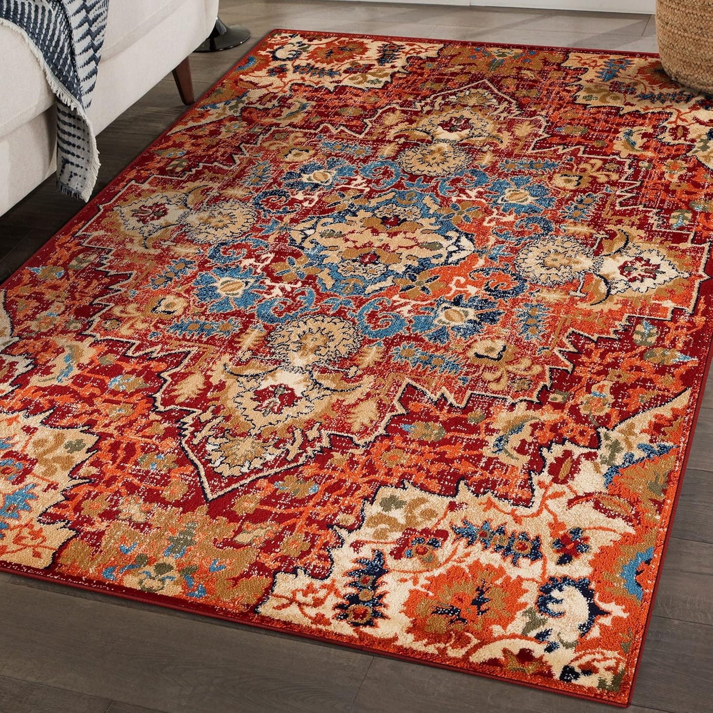 Geometric Diamond Shaped Red 5X7 Area Rug