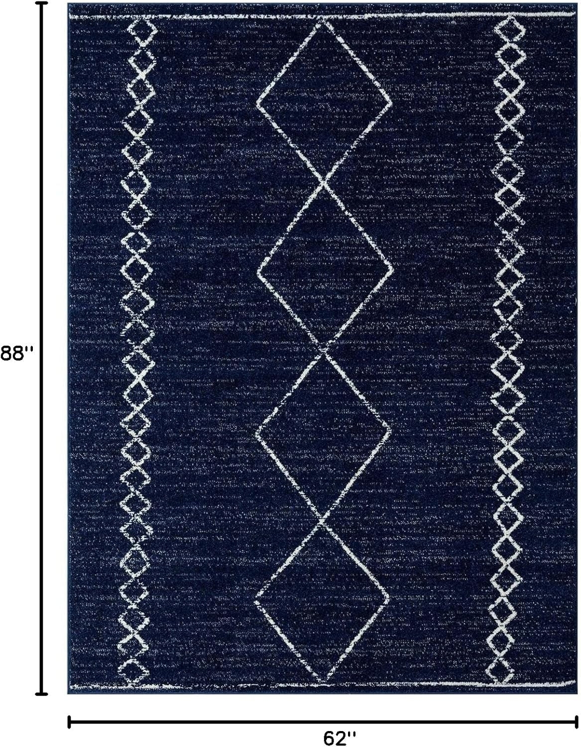 Daphnes Navy 5X7 Boho Moroccan Geometric Area Rug 2735