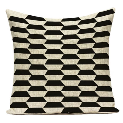 Black White Decorative Throw Pillows Case Geometric Sofa Cushion Cover Polyester Pillowcase Cover for Sofa Home Bedroom