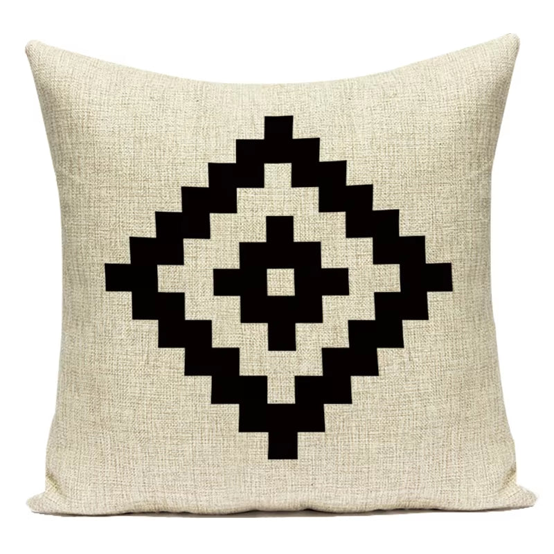 Black White Decorative Throw Pillows Case Geometric Sofa Cushion Cover Polyester Pillowcase Cover for Sofa Home Bedroom