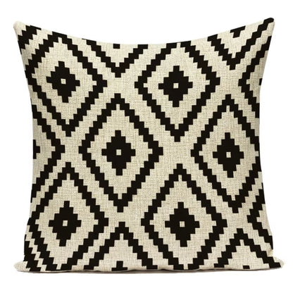 Black White Decorative Throw Pillows Case Geometric Sofa Cushion Cover Polyester Pillowcase Cover for Sofa Home Bedroom