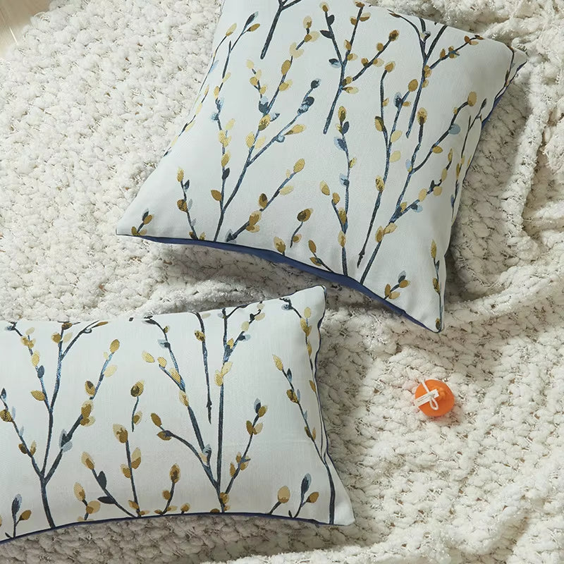 Country Style Floral Twigs Embroidery Pillowcase 30X50/45X45CM Nordic Simple Cushion Covers Sofa Seat Throw Pillows Decor Home