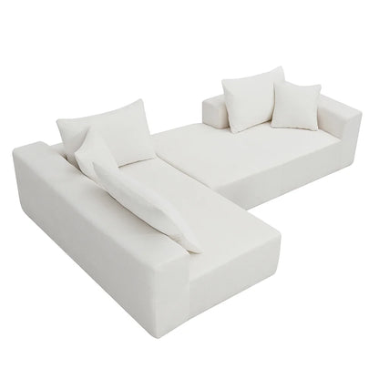 Convertible Modular Sectional Sofa L Shaped Reversible Couch Chenille Sleeper Combination Sofa for Living Room,Cream(No Metal Frame,Foam + Pocket Spring Fill)