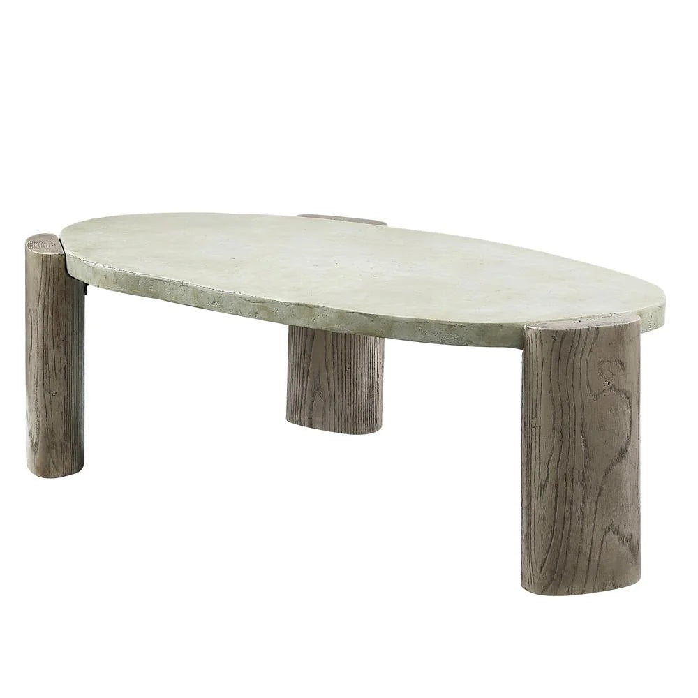 Jacina Cement Coffee Table in Weathered Gray and Oak