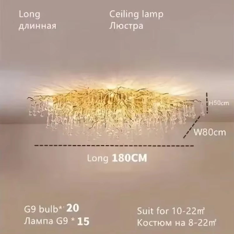 Modern Branch Crystal Chandeliers Gold Luxury Lighting Chandelier for Bedroom Dining Living Room Kitchen Light