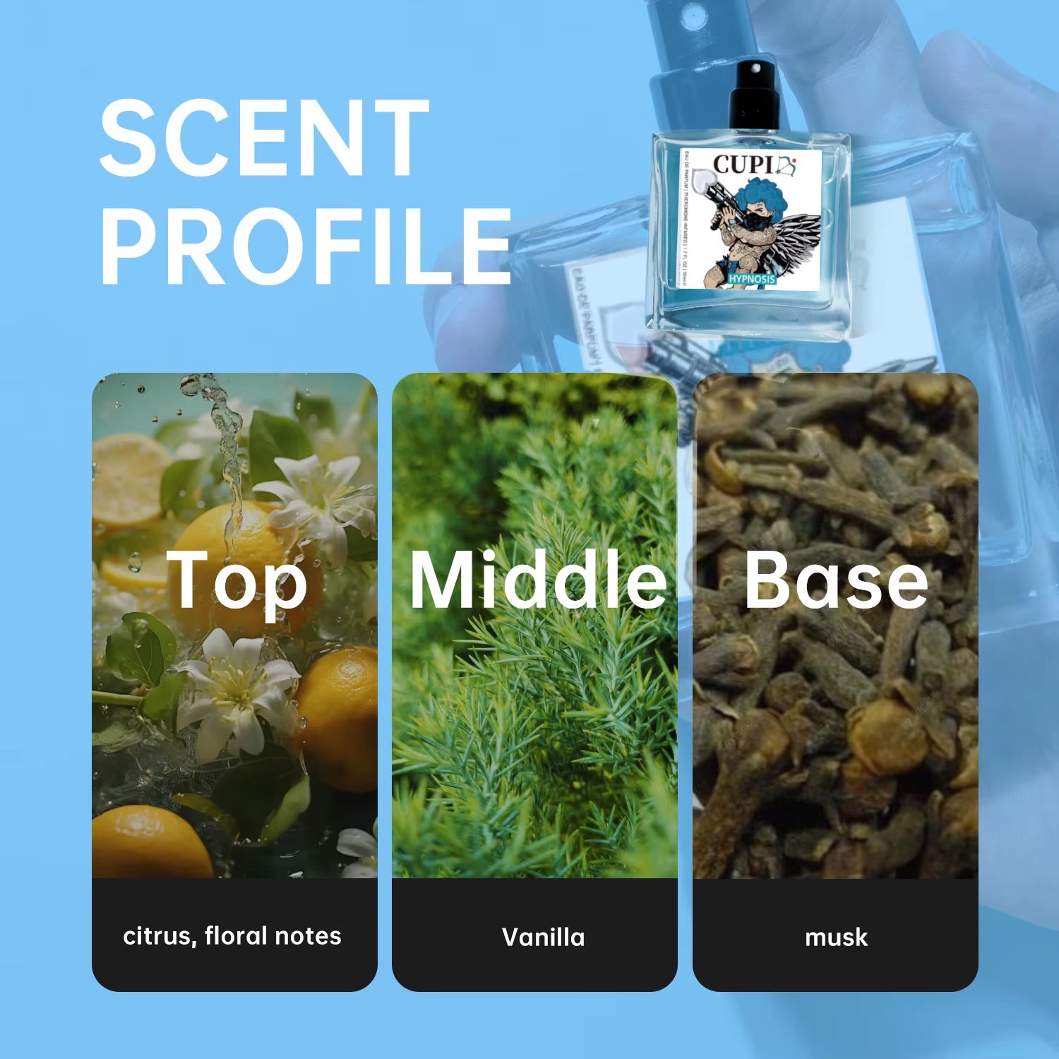 50ML Cupid Hypnosis Pheromone Perfume Long Lasting Enhances Intimacy High Quality Hombre Perfume Perfect Date Attract Women