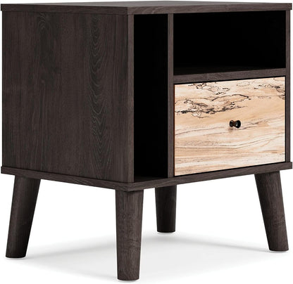 Sleek Black Modern Nightstand with Drawer - Piperton Sugarberry Replica