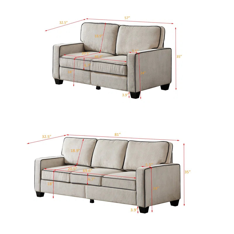 81'' Upholstered Sofa with Loveseat Storage