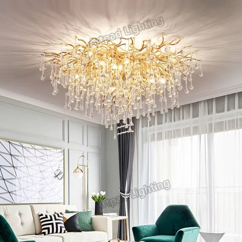 Modern Branch Crystal Chandeliers Gold Luxury Lighting Chandelier for Bedroom Dining Living Room Kitchen Light