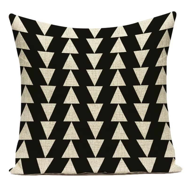 Black White Decorative Throw Pillows Case Geometric Sofa Cushion Cover Polyester Pillowcase Cover for Sofa Home Bedroom