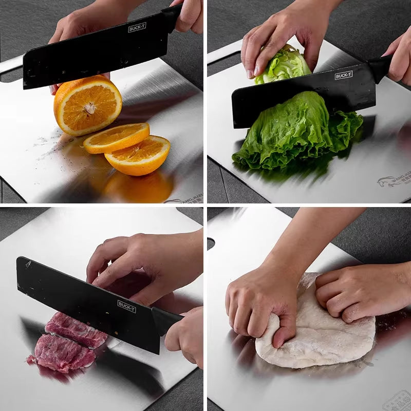 Thickened Stainless Steel Cutting Board Antibacterial Mildew-Proof Kitchen Fruit Vegetable Cutting Board Kneading Dough Board