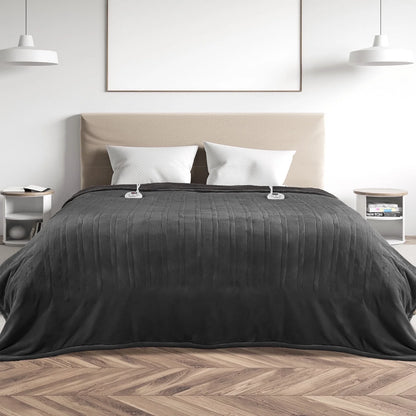 Luxurious Queen Size Electric Heated Blanket - Fast Heating, Dual Controllers, 10 Levels & Timers, Preheat Function, Machine Washable - Cozy Gray