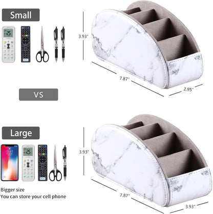 Remote Control Holder with 5 Compartments, PU Leather TV Remote Caddy for DVD, Blu-Ray, Media Player, Heater Controllers, Multi-Functional Desk Organizer and Accessories Decorate Home Office