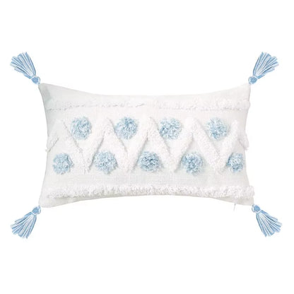 New Blue Geometric Tufted Pillowcase with Long Waist Pillowcase Bedroom Sofa Double Pillow Baby Pillows Cute Pillow 30X100Cm