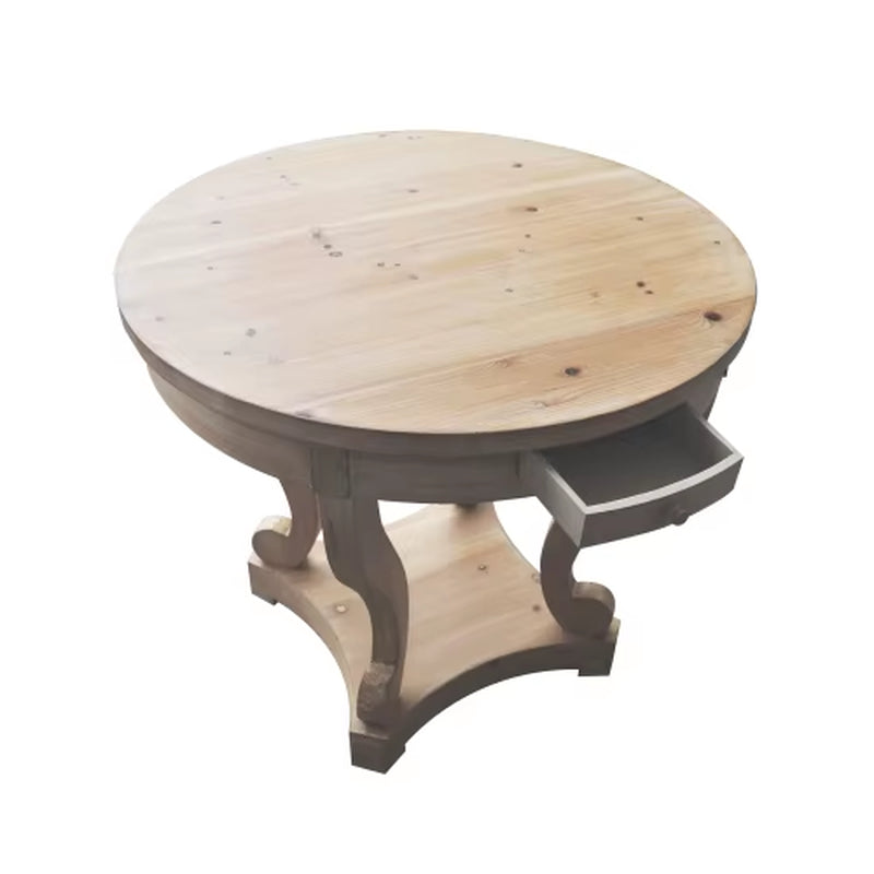 Curved Legs Farmhouse Style Small Size round Dining Table End Table Side Table Coffee Table for Dinette, Kitchen, Dining Room