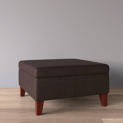 Transitional Faux Leather Storage Ottoman in Brown Finish