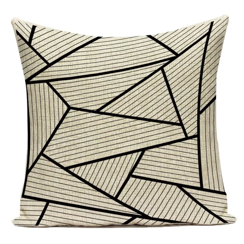 Black White Decorative Throw Pillows Case Geometric Sofa Cushion Cover Polyester Pillowcase Cover for Sofa Home Bedroom