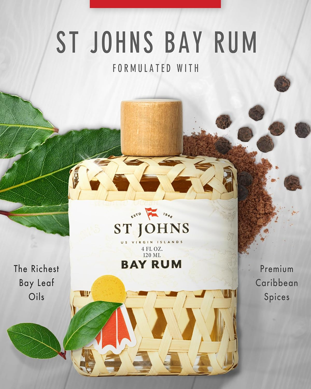 Bay Rum Aftershave and Cologne | Made with Bay Leaves from the Virgin Islands | Bay Leaf after Shave Fragrance for Men | (4 Oz Splash Bottle)