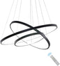 Dimmable Modern LED 3-Ring Chandelier - Sleek Ceiling Light for Dining Room, Living Room, and Bedroom - Contemporary Black & Cool White Design