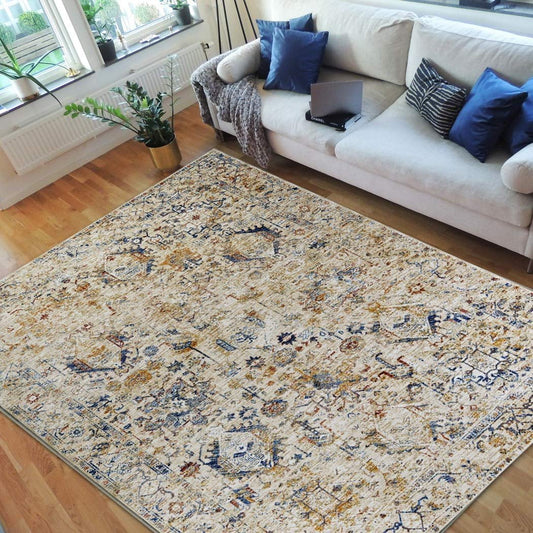 Hr-Persian Rugs/Bijar Pattern/Fashion Home Modern Vintage Oriental Area Rugs-Faded Beigemulticolor 7'9"X 10'