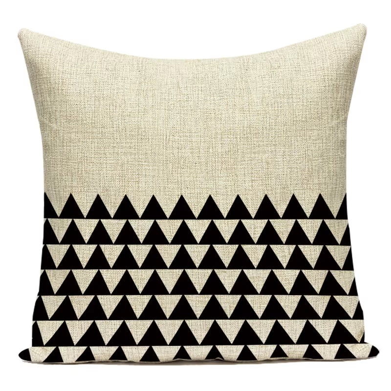 Black White Decorative Throw Pillows Case Geometric Sofa Cushion Cover Polyester Pillowcase Cover for Sofa Home Bedroom