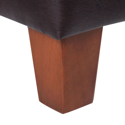 Transitional Faux Leather Storage Ottoman in Brown Finish