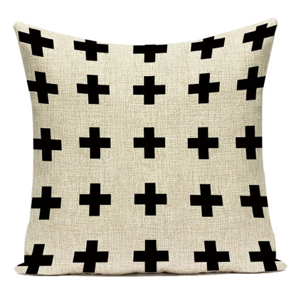 Black White Decorative Throw Pillows Case Geometric Sofa Cushion Cover Polyester Pillowcase Cover for Sofa Home Bedroom