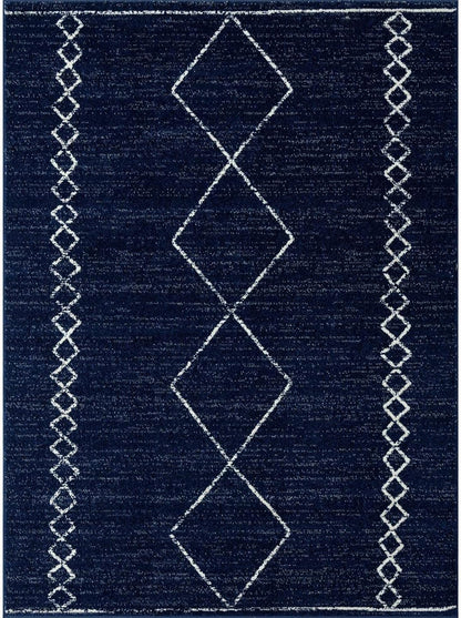 Daphnes Navy 5X7 Boho Moroccan Geometric Area Rug 2735
