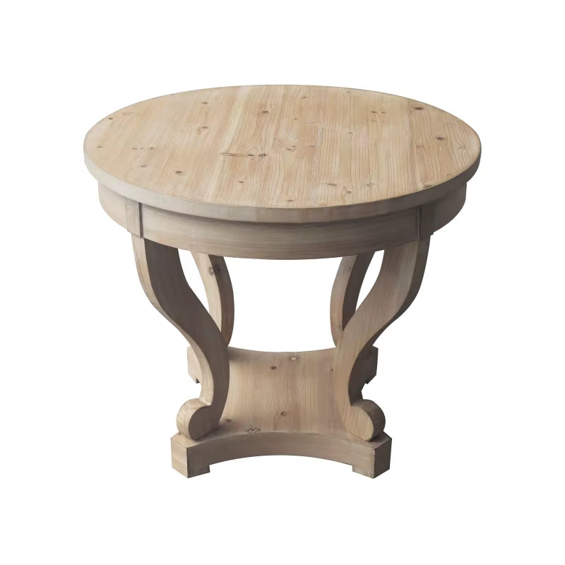 Curved Legs Farmhouse Style Small Size round Dining Table End Table Side Table Coffee Table for Dinette, Kitchen, Dining Room