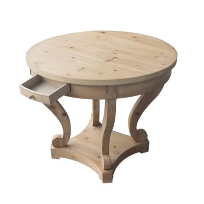 Curved Legs Farmhouse Style Small Size round Dining Table End Table Side Table Coffee Table for Dinette, Kitchen, Dining Room