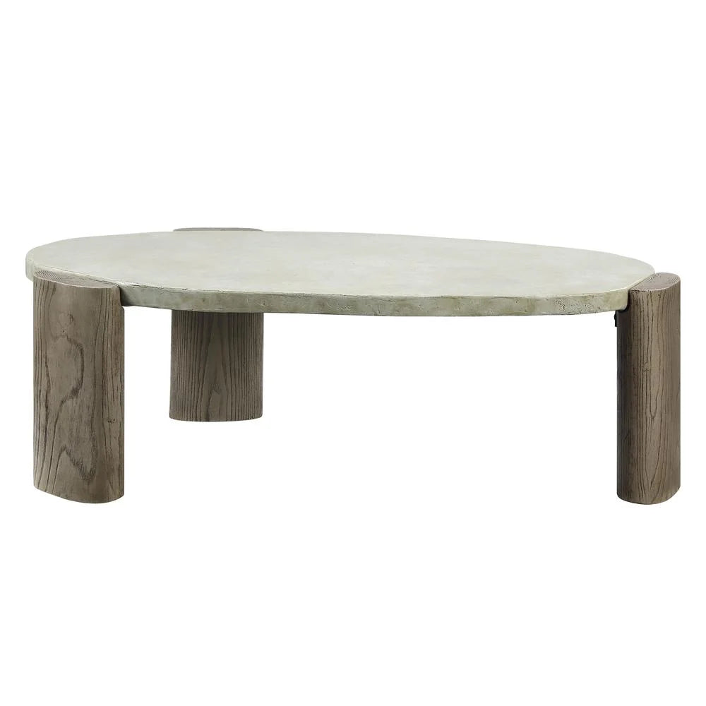 Jacina Cement Coffee Table in Weathered Gray and Oak