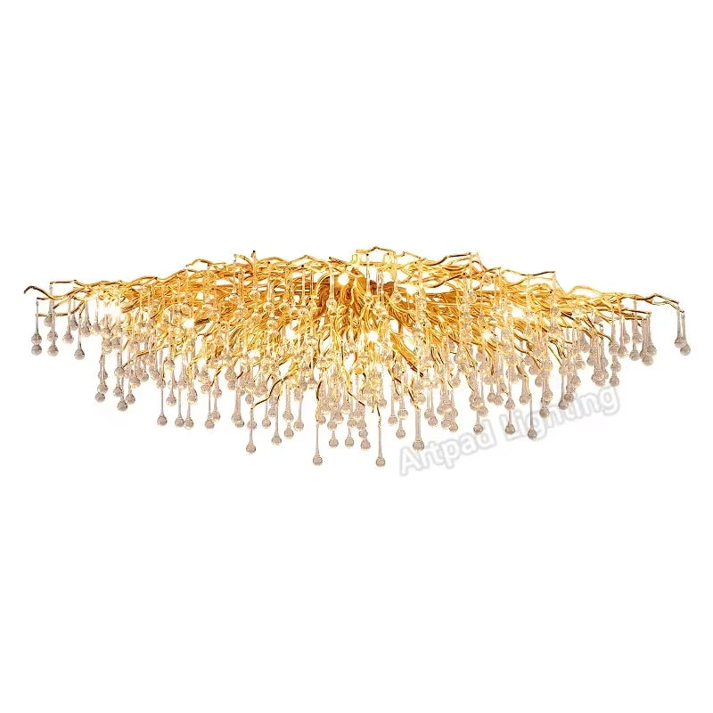 Modern Branch Crystal Chandeliers Gold Luxury Lighting Chandelier for Bedroom Dining Living Room Kitchen Light