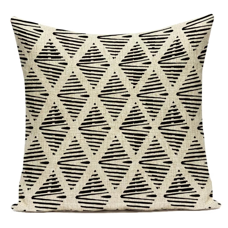 Black White Decorative Throw Pillows Case Geometric Sofa Cushion Cover Polyester Pillowcase Cover for Sofa Home Bedroom