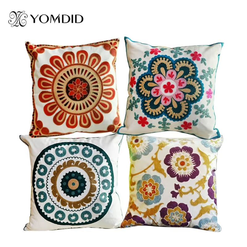 Hot New National Style Sofa /Carcushions Flowers and Fashion Pillows Decorate Hand-Embroidered Almofadas