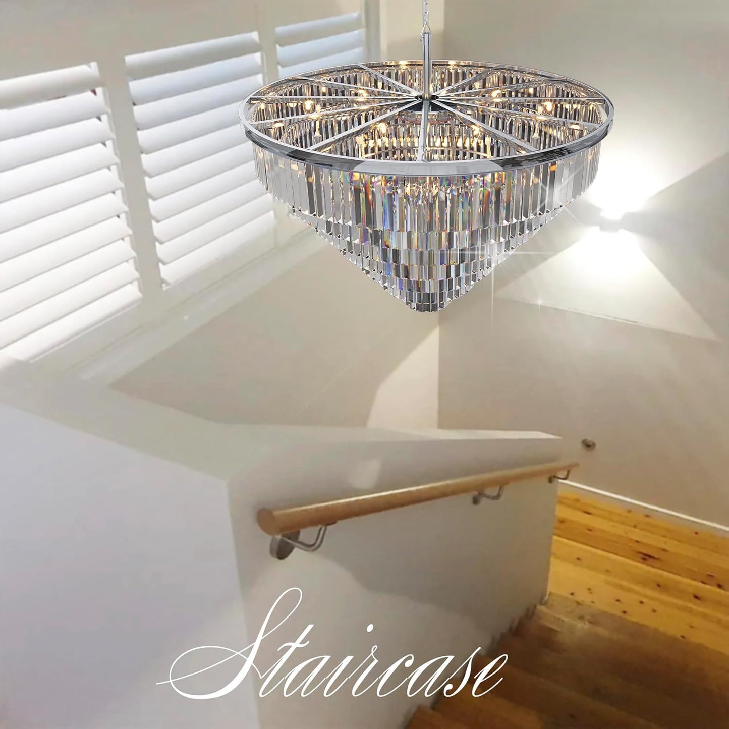 Luxury Crystal Chrome Chandelier Lighting Modern Contemporary Chandeliers Pendant Ceiling Lamp Light Fixture 7-Tier for Dining Room Living Room Hotel Showroom (24 Lights) W39.4