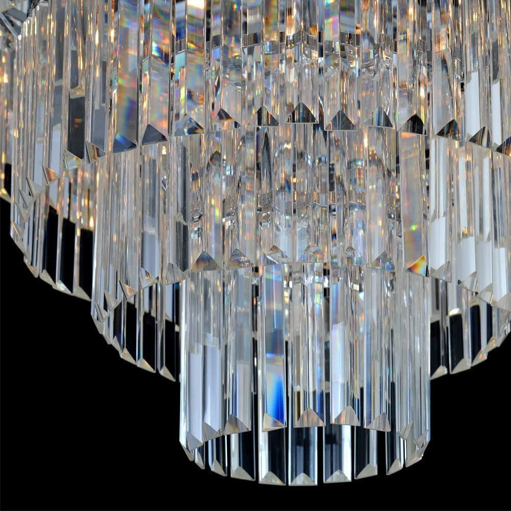 Luxury Crystal Chrome Chandelier Lighting Modern Contemporary Chandeliers Pendant Ceiling Lamp Light Fixture 7-Tier for Dining Room Living Room Hotel Showroom (24 Lights) W39.4